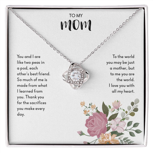 To My Mom | I Love You With all My Heart - Love Knot Necklace
