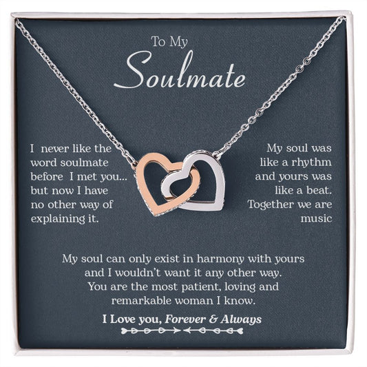 To My Soulmate | I Love You Forever & Always - Interlocking Hearts necklace